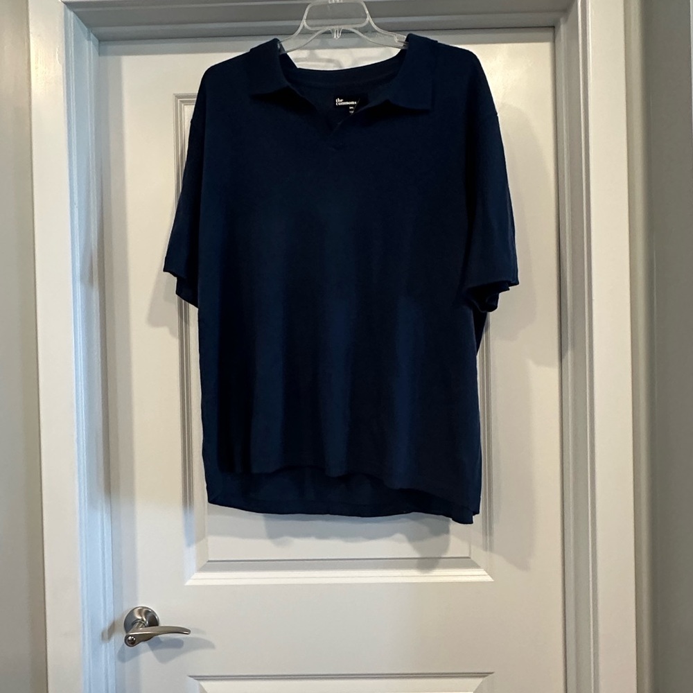 The Commons 100% Cashmere Navy Johnny Collar Sweater NWT Men’s 3XL